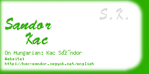 sandor kac business card